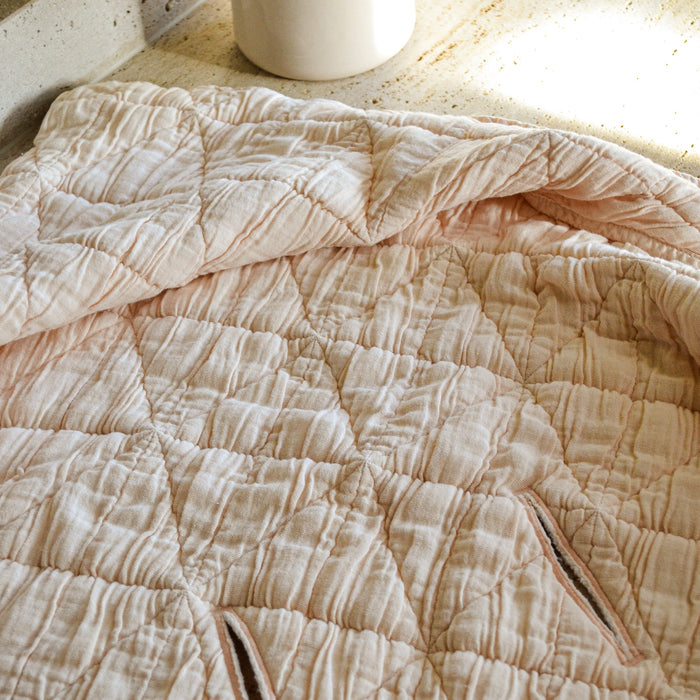 Bobbie Cream Pink Hooded blanket