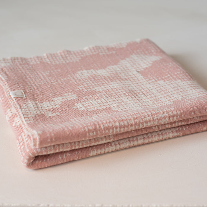 Knitted blanket pink/off white