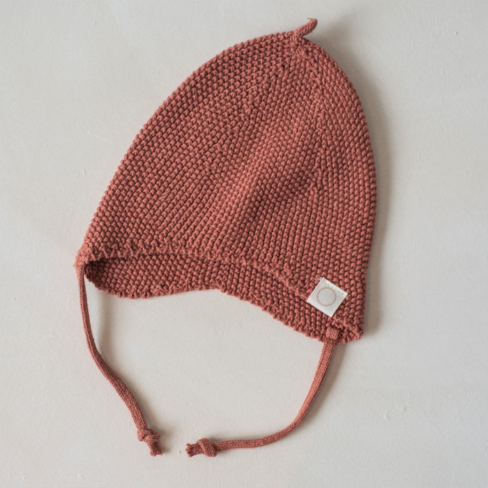 Knitted new born hat Terracotta