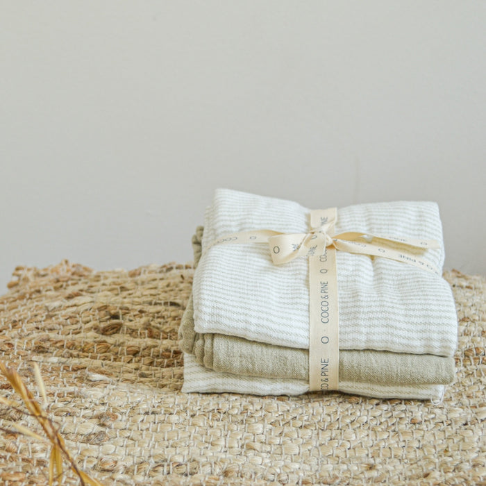 Jules Olive muslin cloths